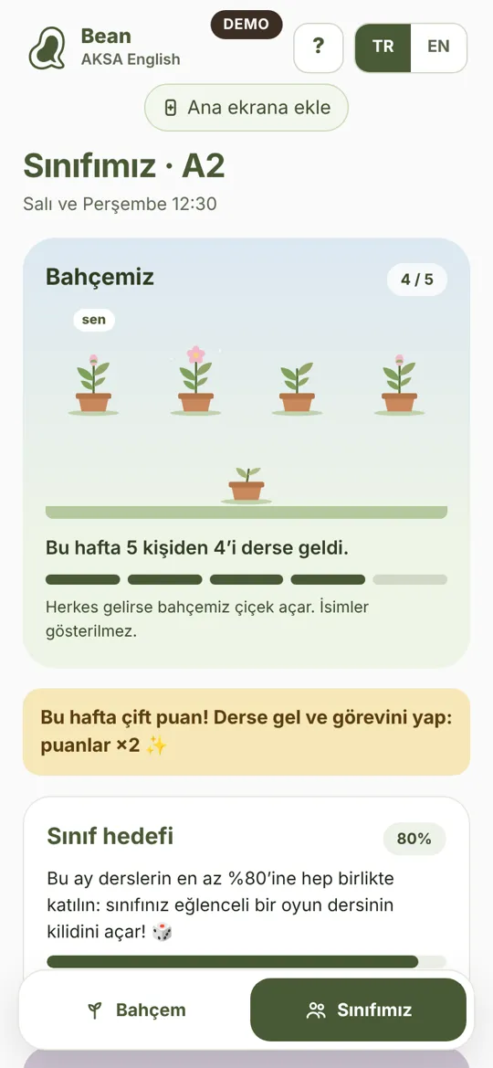 Bean Garden'da sınıfımız