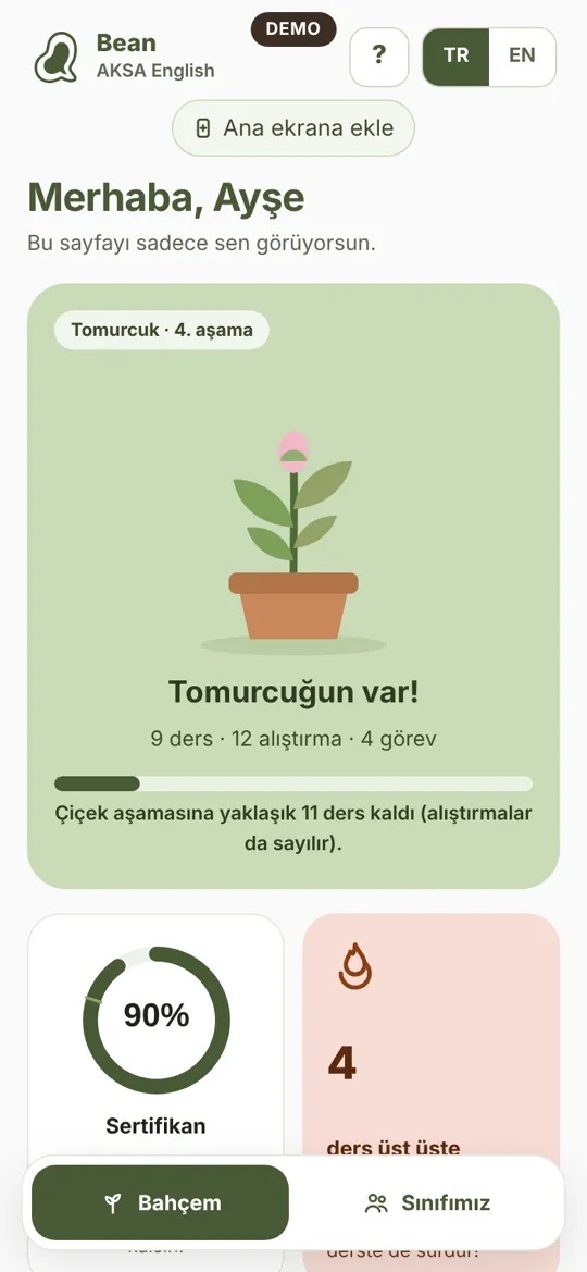 Bean Garden'da bahçem