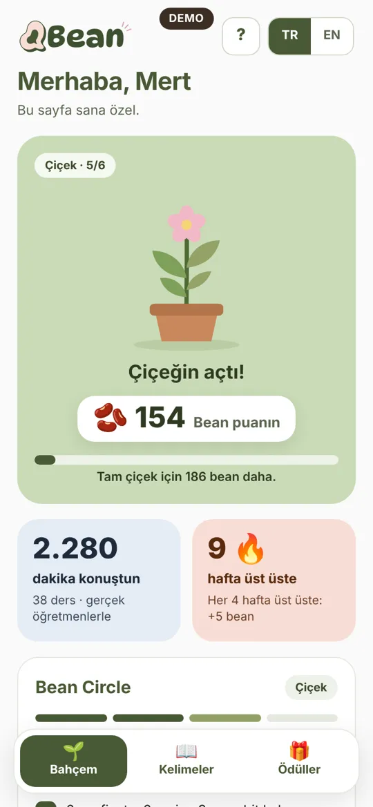 Bean uygulamasında bahçem